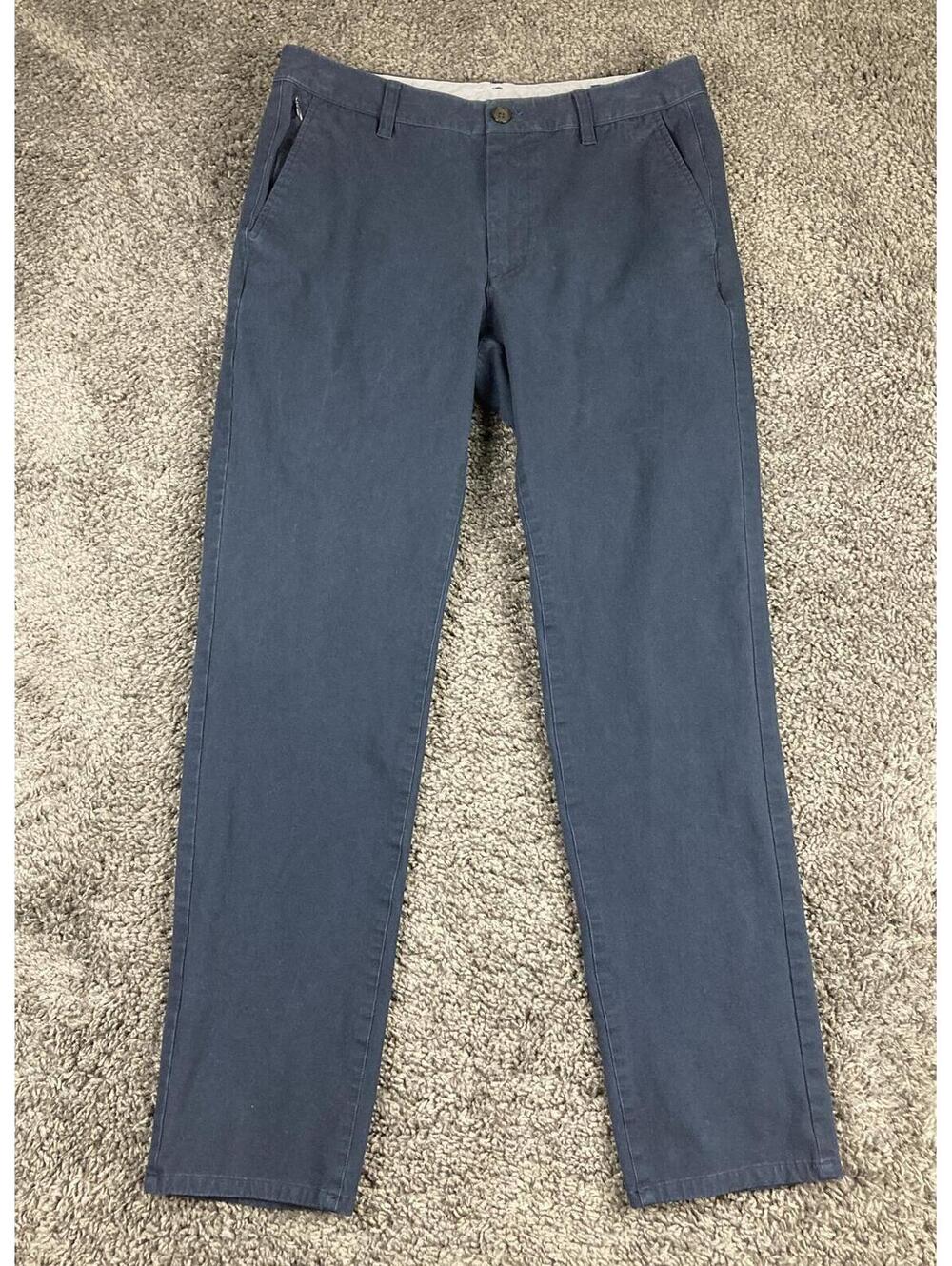 Bonobos Men's Chino 2.0 Pants Navy Blue Stretch Slim Fit Hidden Zip Pocket 32x32